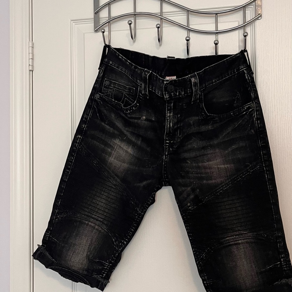 True Religion Black Jean Shorts